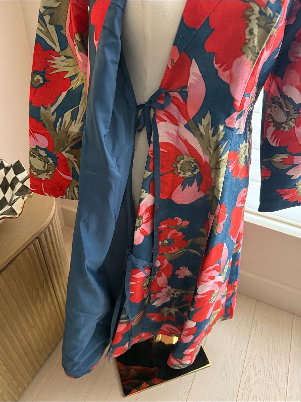 Frances Valentine New York Lucille Wrap Dress Paradise Poppy Size Small Navy Red - Picture 7 of 16